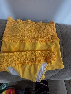 Yellow Smocked One-Piece Swimwear